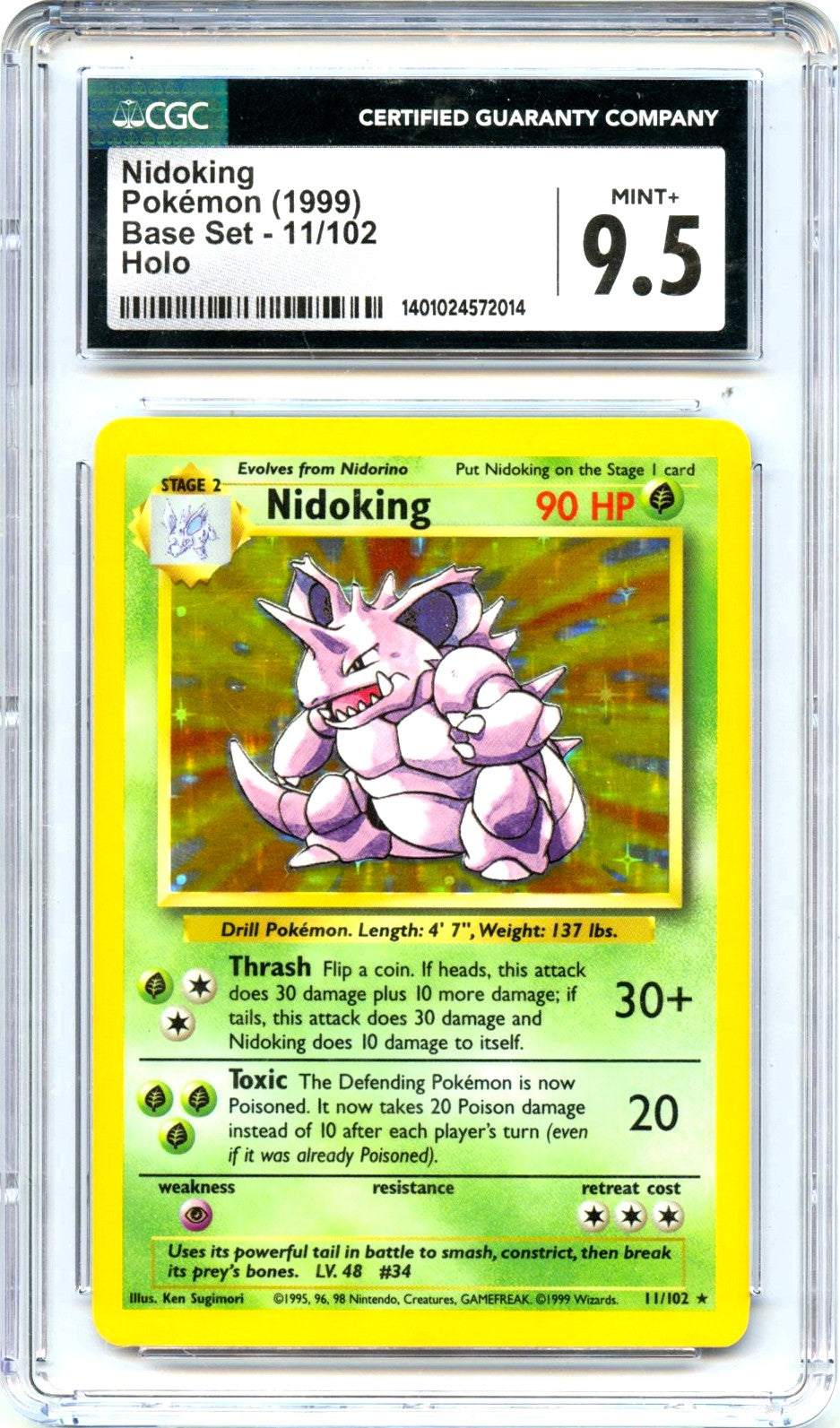 Nidoking 1999 Pokemon Base Set Holo #11/102 CGC 9.5