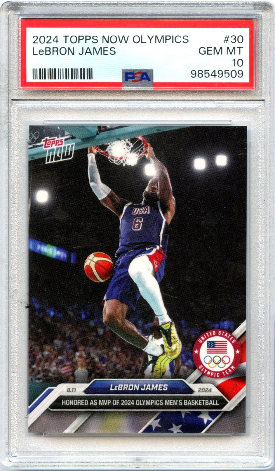 Lebron James 2024-25 Topps Now Olympics #30 PSA 10