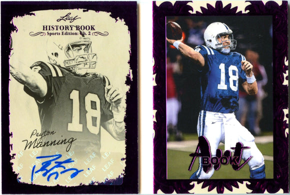 Product Peyton Manning 2025 Leaf History Book Purple Booklet Art Book Auto SP 2/10 Link