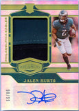 Jalen Hurts RC 2020 Panini Plates & Patches Silver Rookie Patch Auto SP 99/99