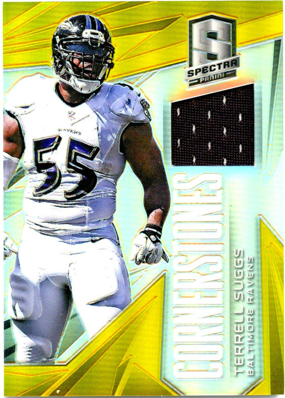 Terrell Suggs 2014 Panini Spectra Gold Cornerstones Jersey Patch SP 18/25