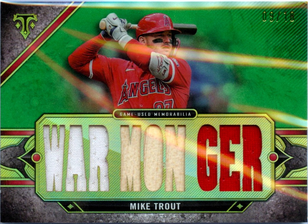 Mike Trout 2024 Topps Triple Threads Green Game Used Patch SP 9/18