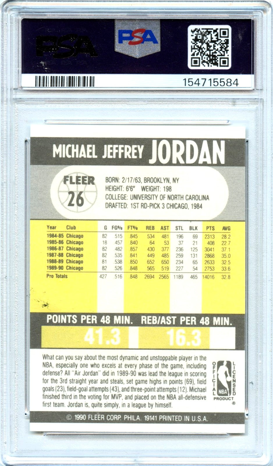 Michael Jordan 1990-91 Fleer Basketball #26 PSA 9-2