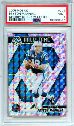 Peyton Manning 2025 Panini Mosaic Cherry Blossom Choice SP 12/20 PSA 9-1