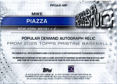 Mike Piazza 2025 Topps Pristine Gold Popular Demand Game Used Patch Auto SP 9/50-2