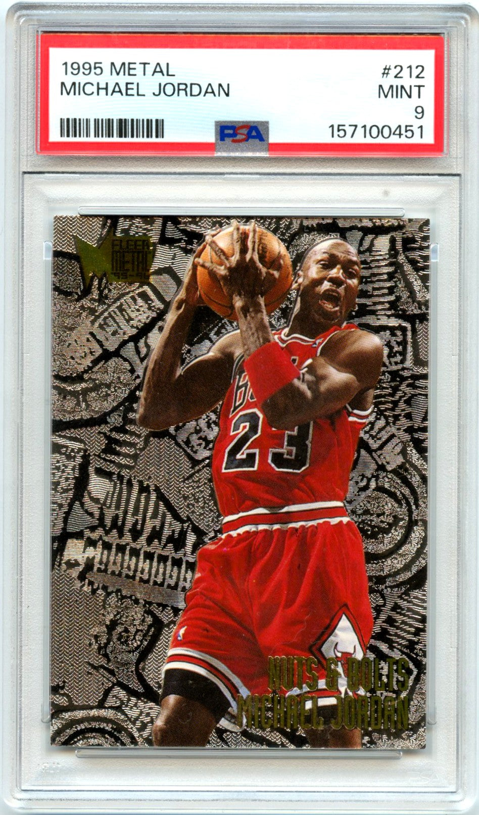 Michael Jordan 1995-96 Fleer Metal Nuts & Bolts #212 PSA 9