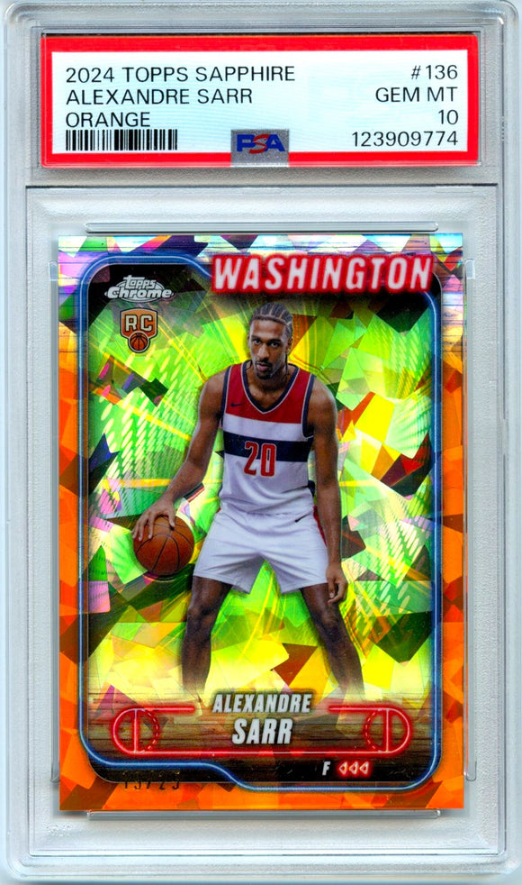Product Alexandre Sarr RC 2024-25 Topps Chrome Sapphire Orange Rookie SP 19/25 PSA 10 Link
