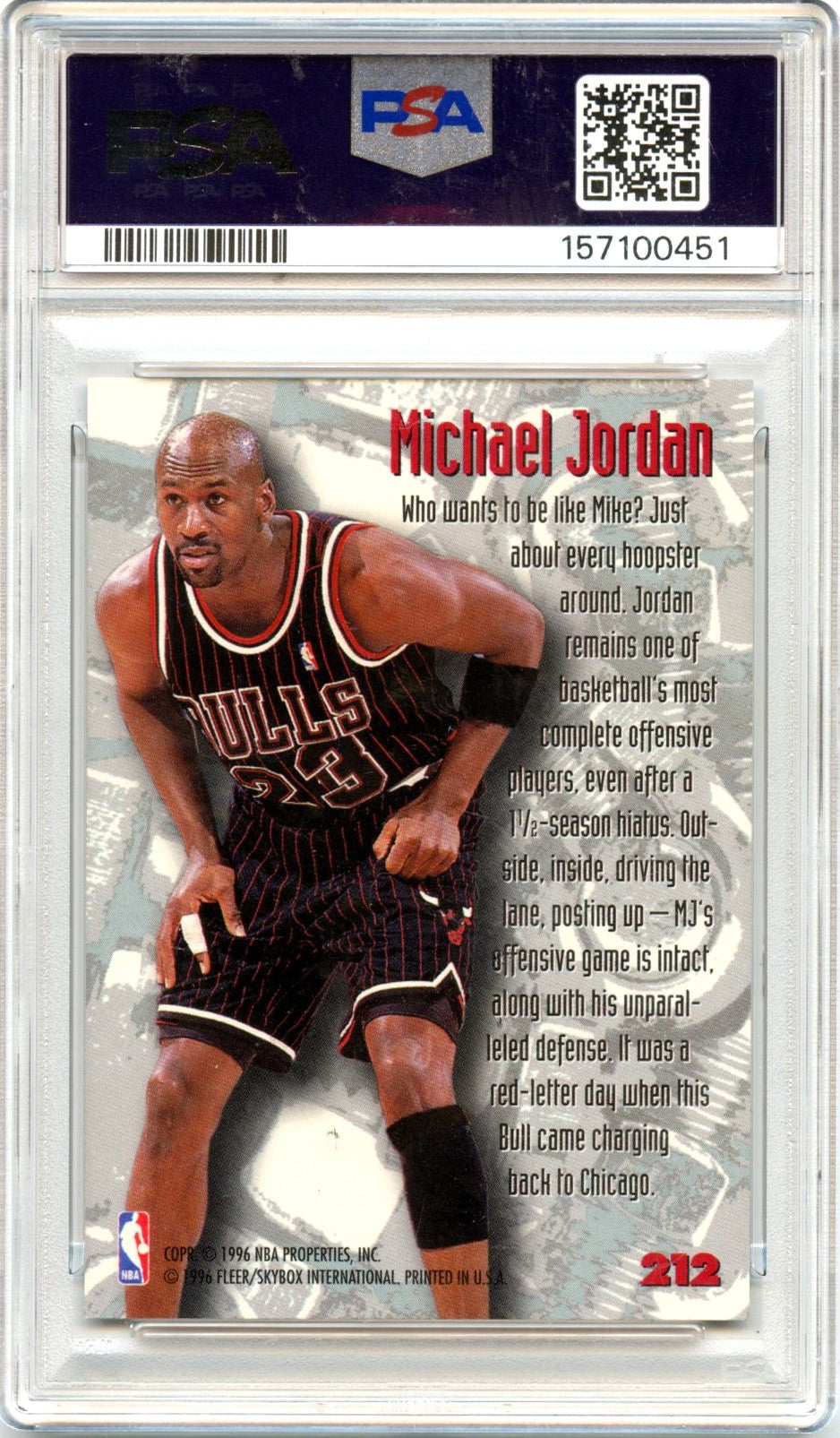 Michael Jordan 1995-96 Fleer Metal Nuts & Bolts #212 PSA 9-2