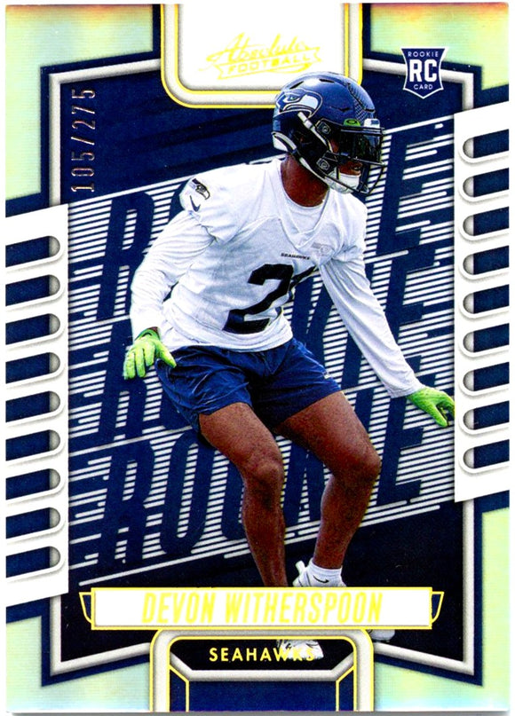 Devon Witherspoon RC 2023 Panini Absolute Silver Rookie SP 105/275