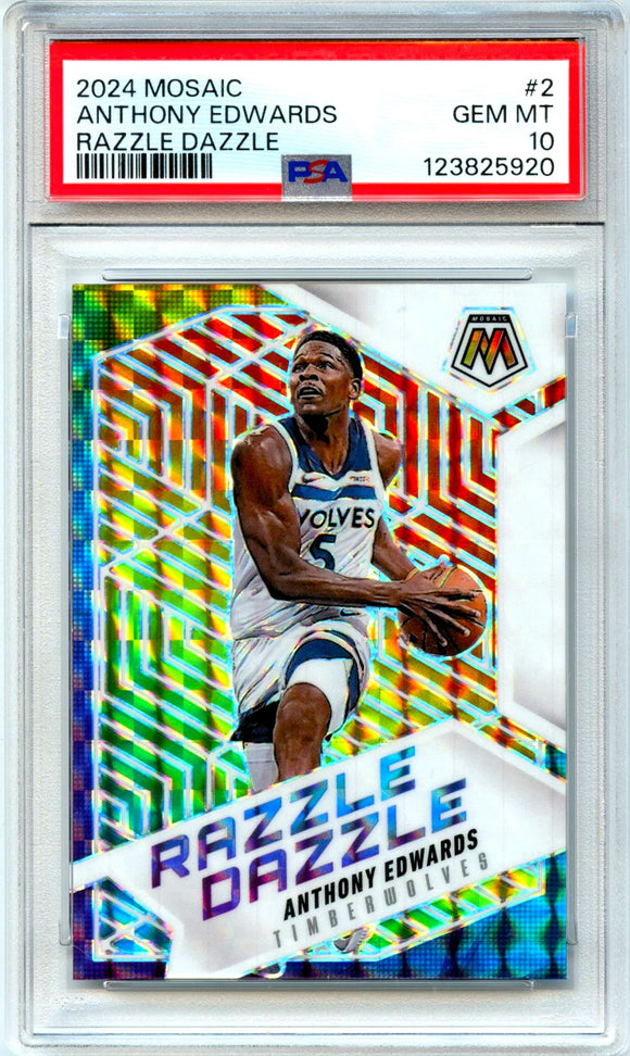 Product Anthony Edwards 2024-25 Panini Mosaic Razzle Dazzle Case Hit SSP #2 PSA 10 Link