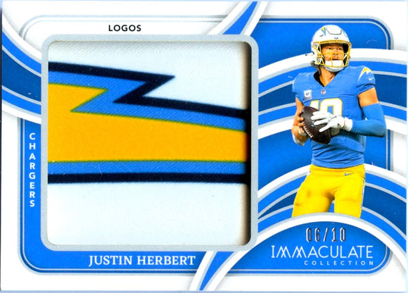 Justin Herbert 2024 Immaculate Collection Jumbo Logos Patch SP 6/10