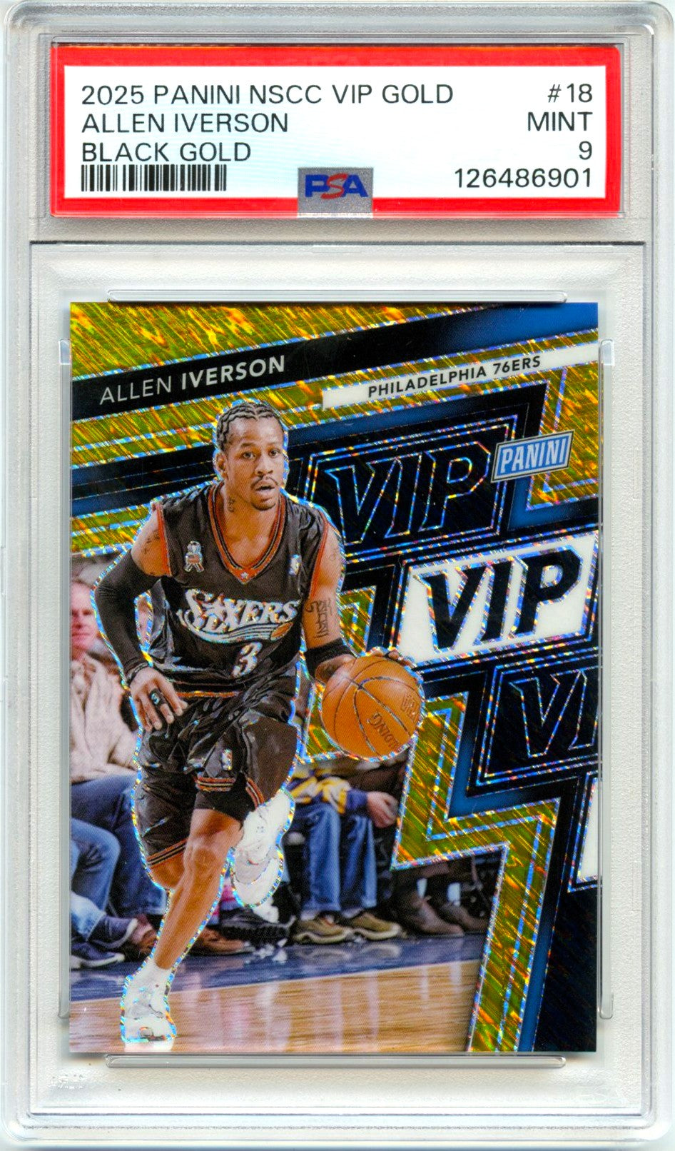 Allen Iverson 2025 Panini National Convention Gold Pack Black Gold SP 5/5 PSA 9-1