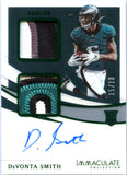 Devonta Smith RC 2021 Immaculate Green Dual Rookie Patch Auto SP 15/18