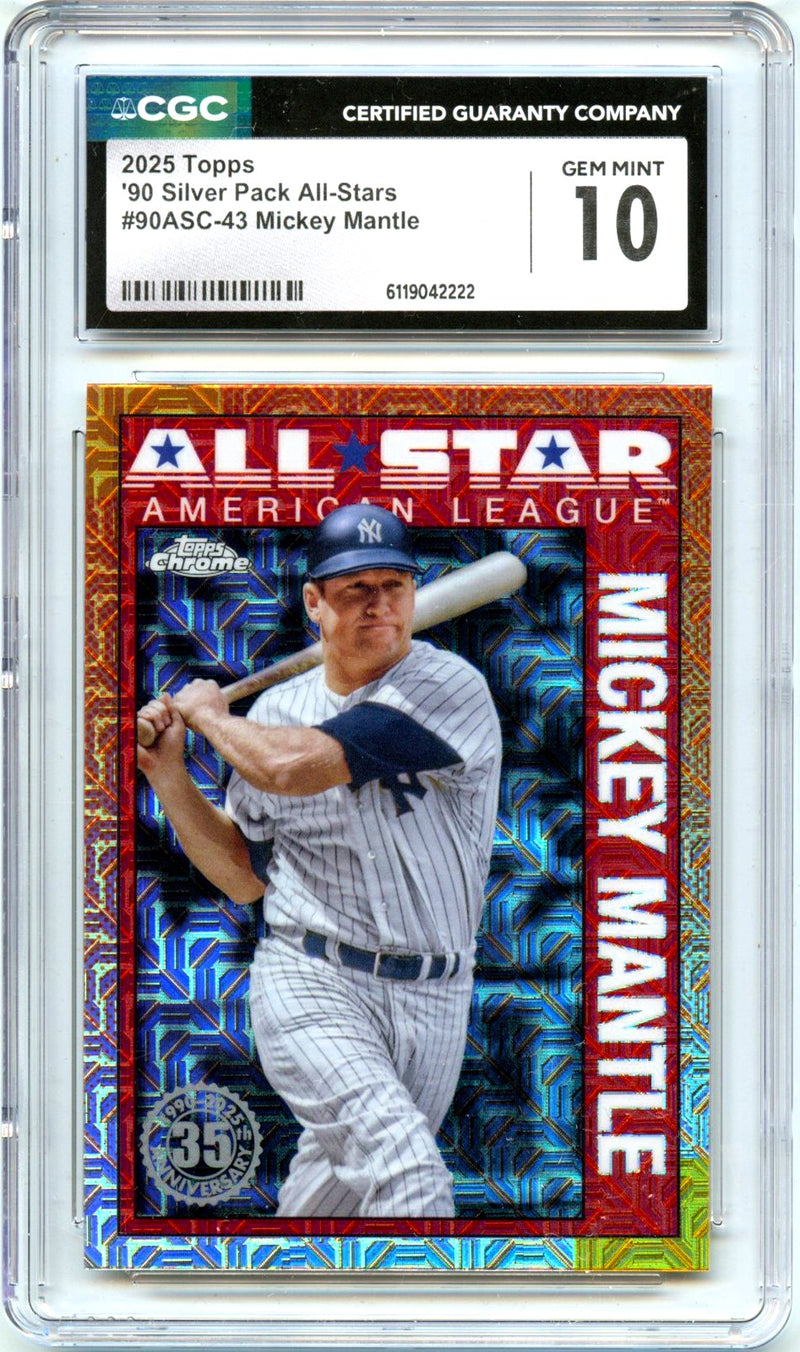 Mickey Mantle 2025 Topps Silver Pack Chrome 1990 Throwback All-Stars CGC 10-1
