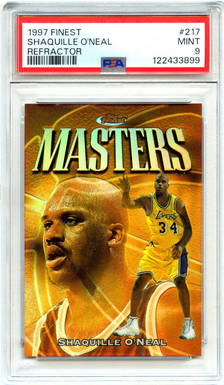 Shaquille O'Neal 1997-98 Topps Finest Masters Refractor #217 PSA 9-1