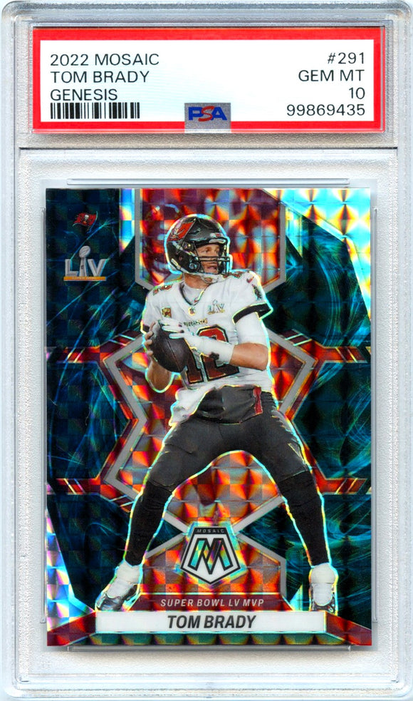 Product Tom Brady 2022 Panini Mosaic Genesis Prizm Retail SSP #291 PSA 10 Link