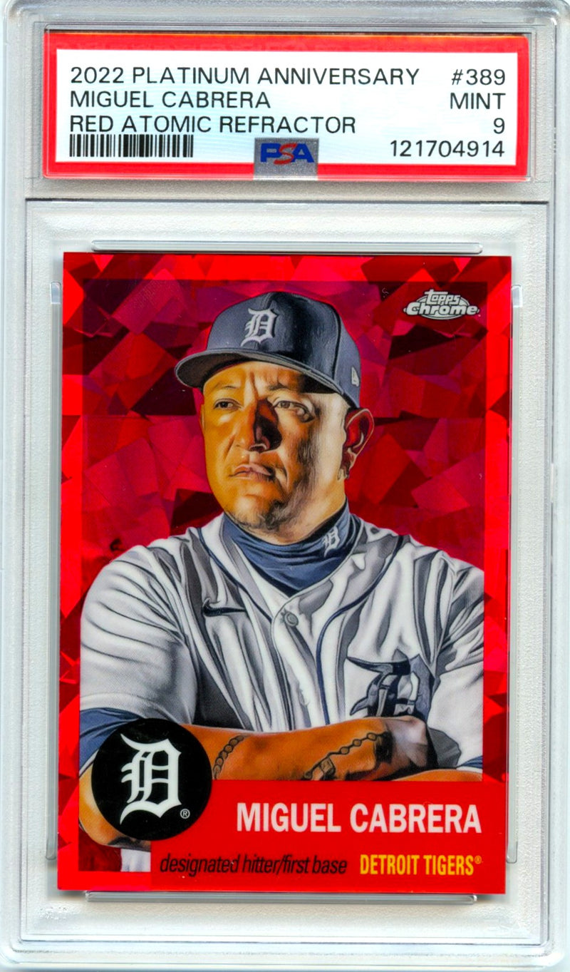 Miguel Cabrera 2022 Topps Chrome Platinum Red Atomic Refractor SP 89/100 PSA 9-1
