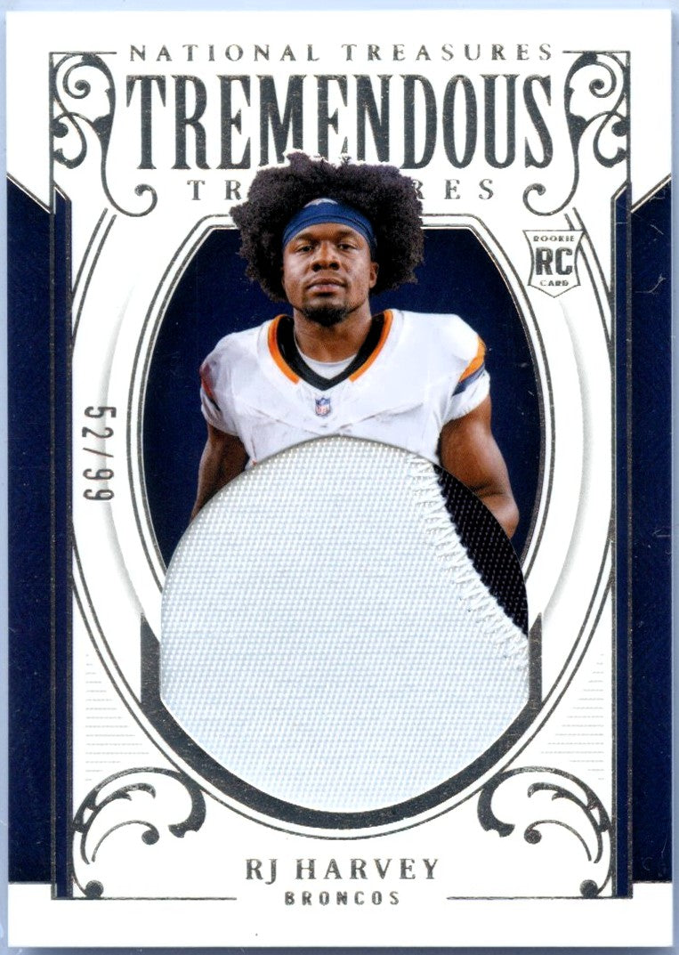 Rj Harvey RC 2025 National Treasures Tremendous Treasures Rookie Patch SP 52/99