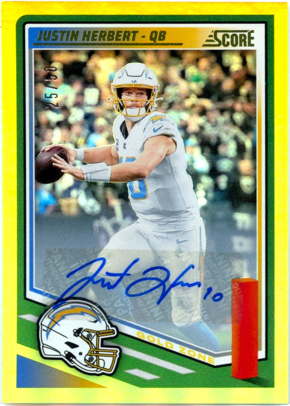 Product Justin Herbert 2025 Panini Score Gold Zone Auto SP 25/50 Link