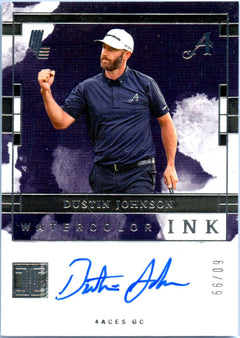Dustin Johnson 2024-25 Impeccable Liv Golf Watercolor Ink Auto SP 60/99-1