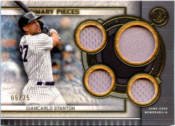 Giancarlo Stanton 2023 Museum Collection Primary Pieces Game Used Patch SP 5/25