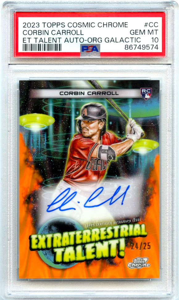 Product Corbin Carroll RC 2023 Topps Cosmic Chrome Orange Galactic Extraterrestrial Talent Rookie Auto SP 24/25 PSA 10 Link