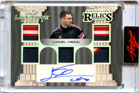Product Lionel Messi 2024 Leaf Ultimate Sports Game Used Patch Auto SP 2/2 Link