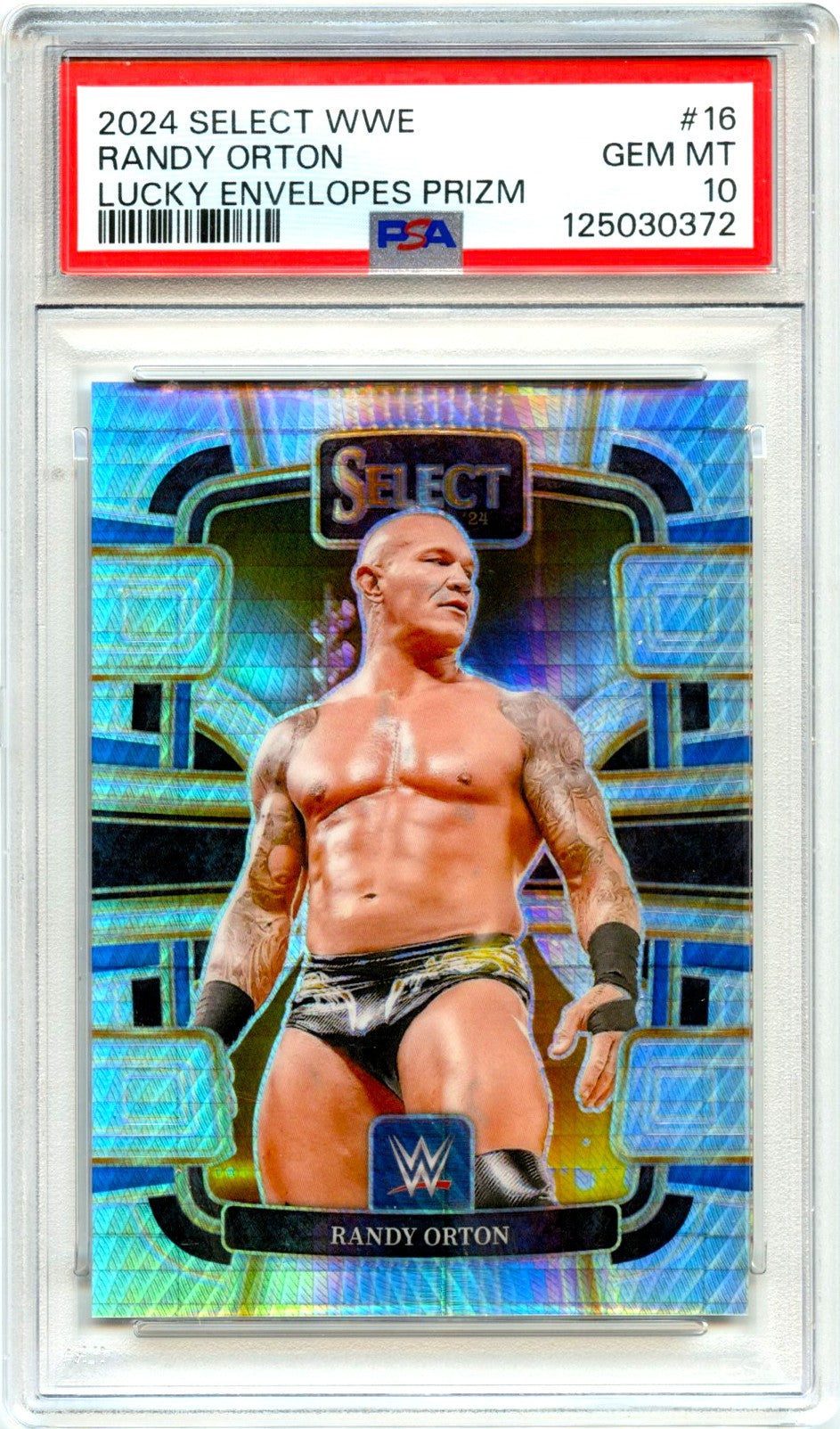 Randy Orton 2024 Panini Select WWE Concourse Lucky Envelopes Prizm SP 7/8 PSA 10