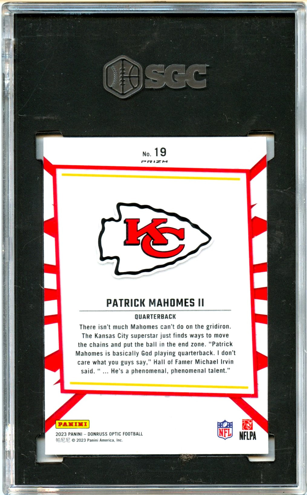 Patrick Mahomes II 2023 Donruss Optic My House! #19 SGC 10-2