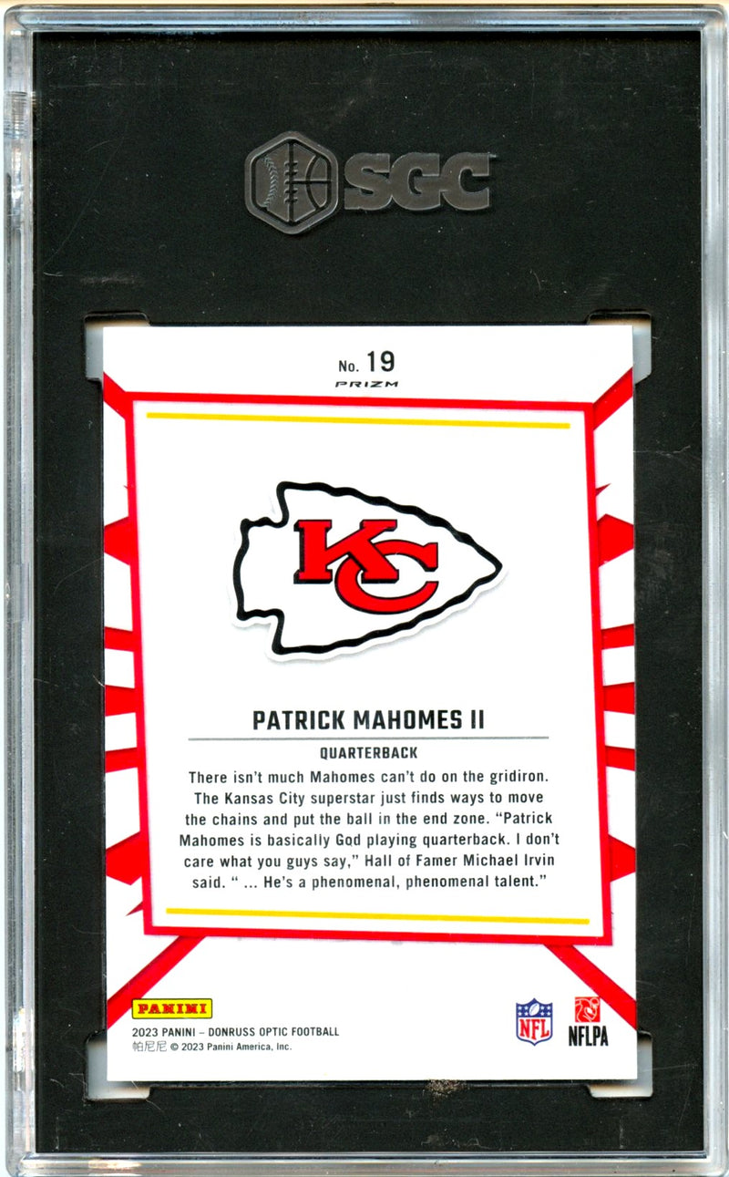 Patrick Mahomes II 2023 Donruss Optic My House! #19 SGC 10-2