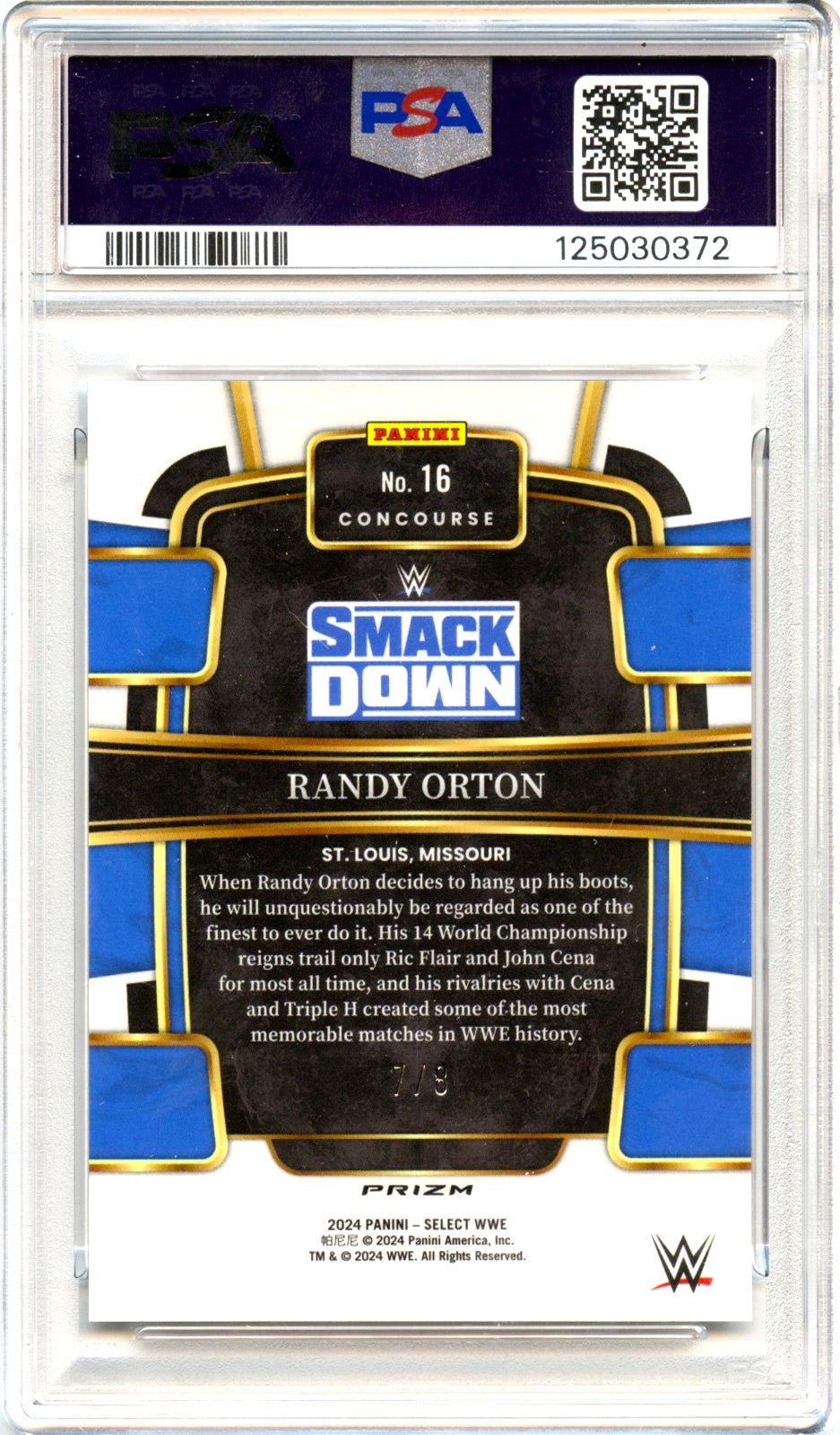 Randy Orton 2024 Panini Select WWE Concourse Lucky Envelopes Prizm SP 7/8 PSA 10