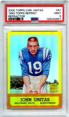 John Unitas 2000 Topps Chrome Refractor Reprint PSA 9-1