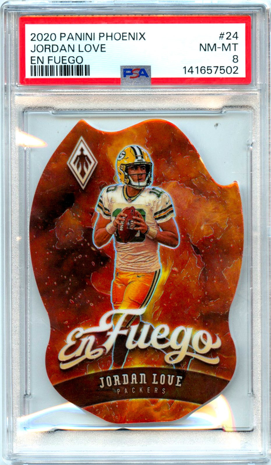 Jordan Love RC 2020 Panini Phoenix En Fuego Rookie SSP #24 PSA 8-1