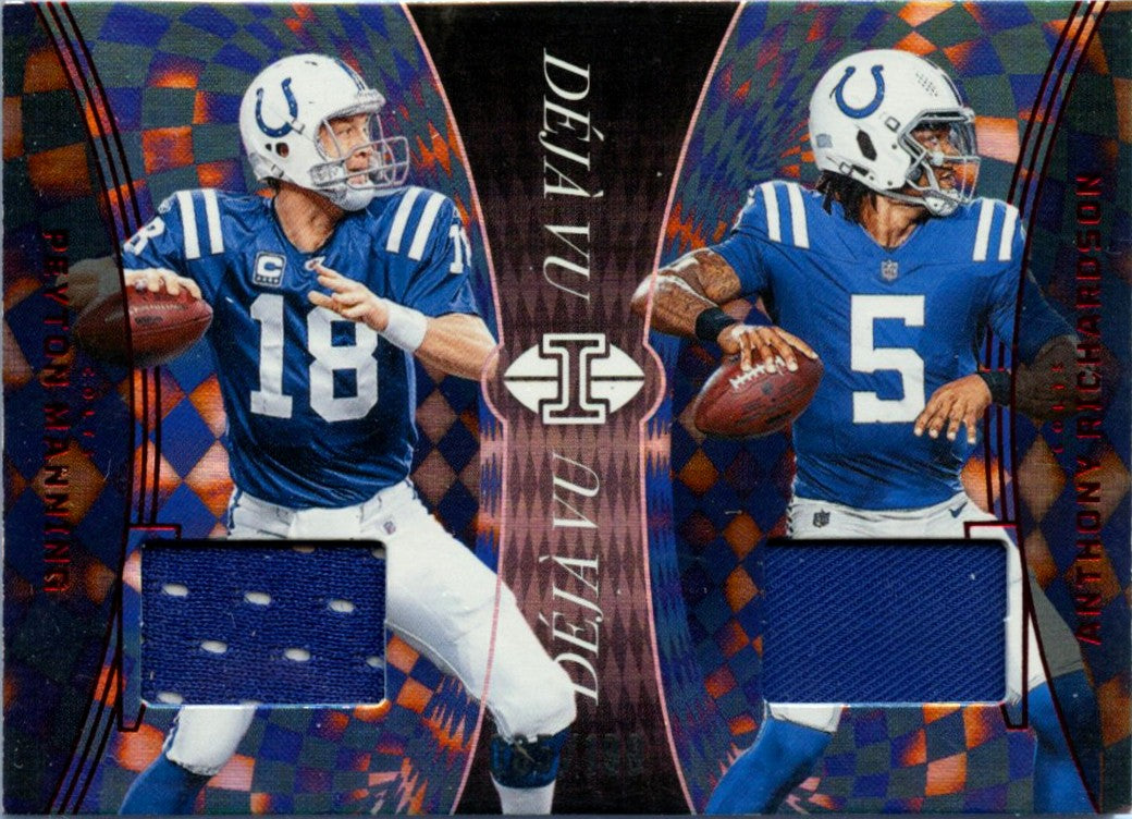 Peyton Manning Anthony Richardson 2024 Panini Illusions Deja Vu Dual Patch SP 65/199