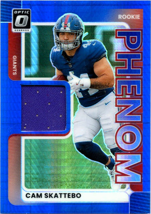 Cam Skattebo RC 2025 Donruss Optic Blue Hyper Rookie Phenom Patch