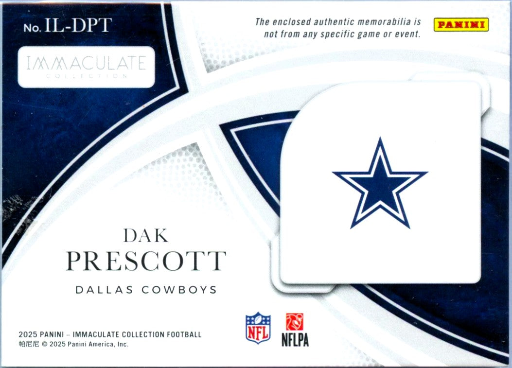 Dak Prescott 2025 Immaculate Jumbo Jersey Patch SP 17/25-2