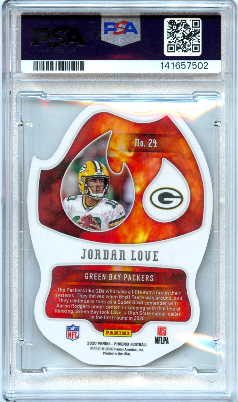 Jordan Love RC 2020 Panini Phoenix En Fuego Rookie SSP #24 PSA 8-2