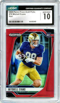 Mitchell Evans RC 2025 Panini Prizm Draft Red Rookie SP 387/399 CGC 10-1