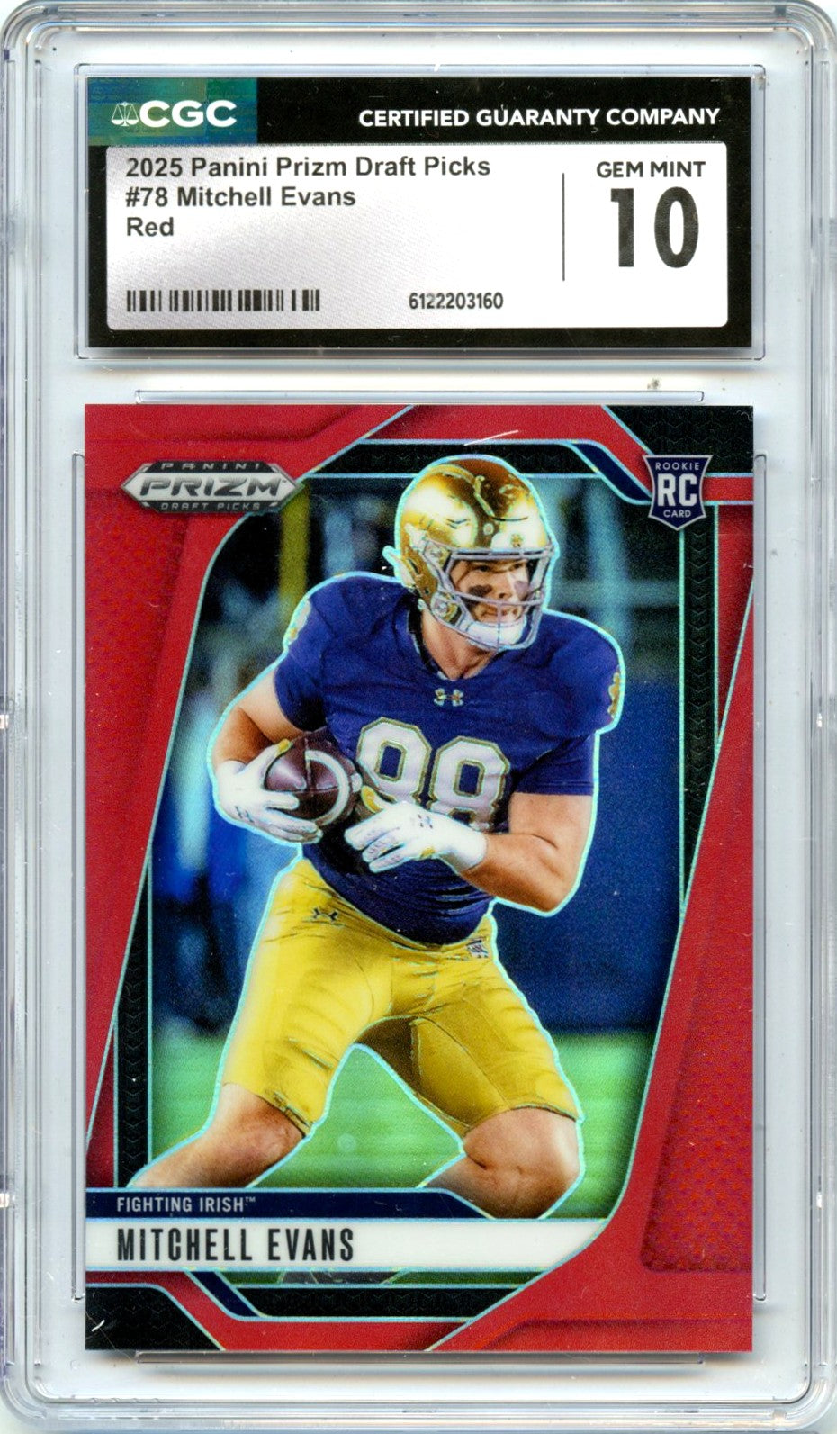 Mitchell Evans RC 2025 Panini Prizm Draft Red Rookie SP 387/399 CGC 10