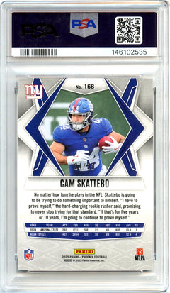 Cam Skattebo RC 2025 Panini Phoenix Red Seismic Rookie SP 34/99 PSA 10-2