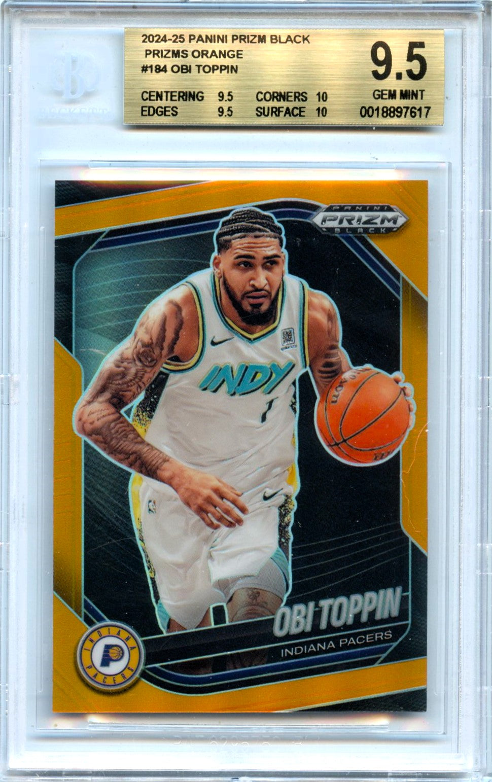 Obi Toppin 2024 Prizm Black Orange SP 41/49 BGS 9.5-1