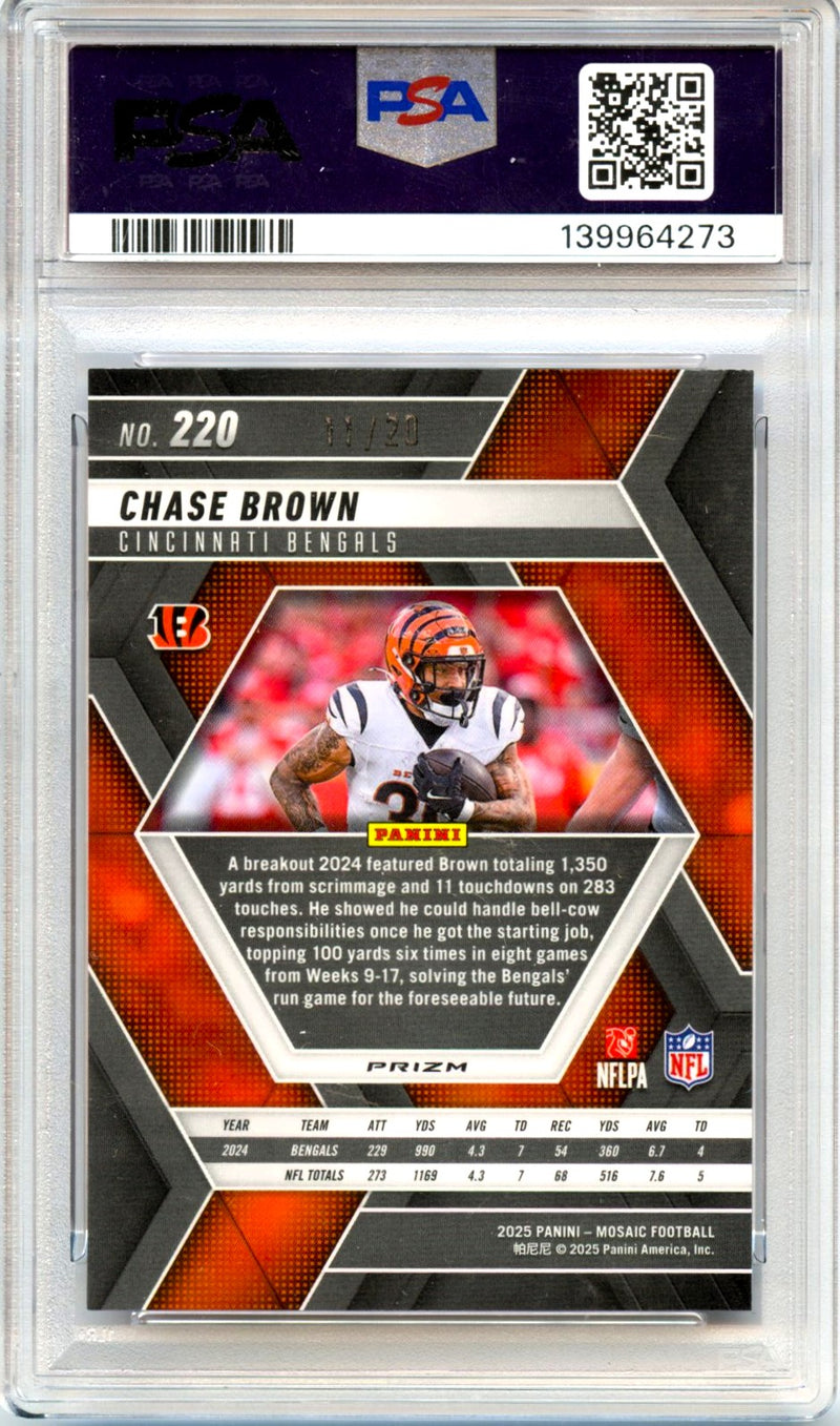 Chase Brown 2025 Panini Mosaic Cherry Blossom Choice SP 11/20 PSA 10-2