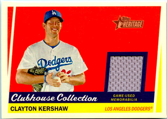 Clayton Kershaw 2016 Topps Heritage Clubhouse Collection Game Used Patch