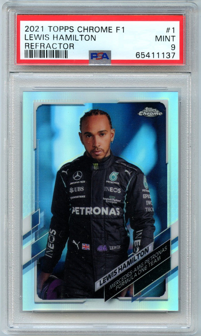 Lewis Hamilton 2021 Topps Chrome F1 Refractor #1 PSA 9-1