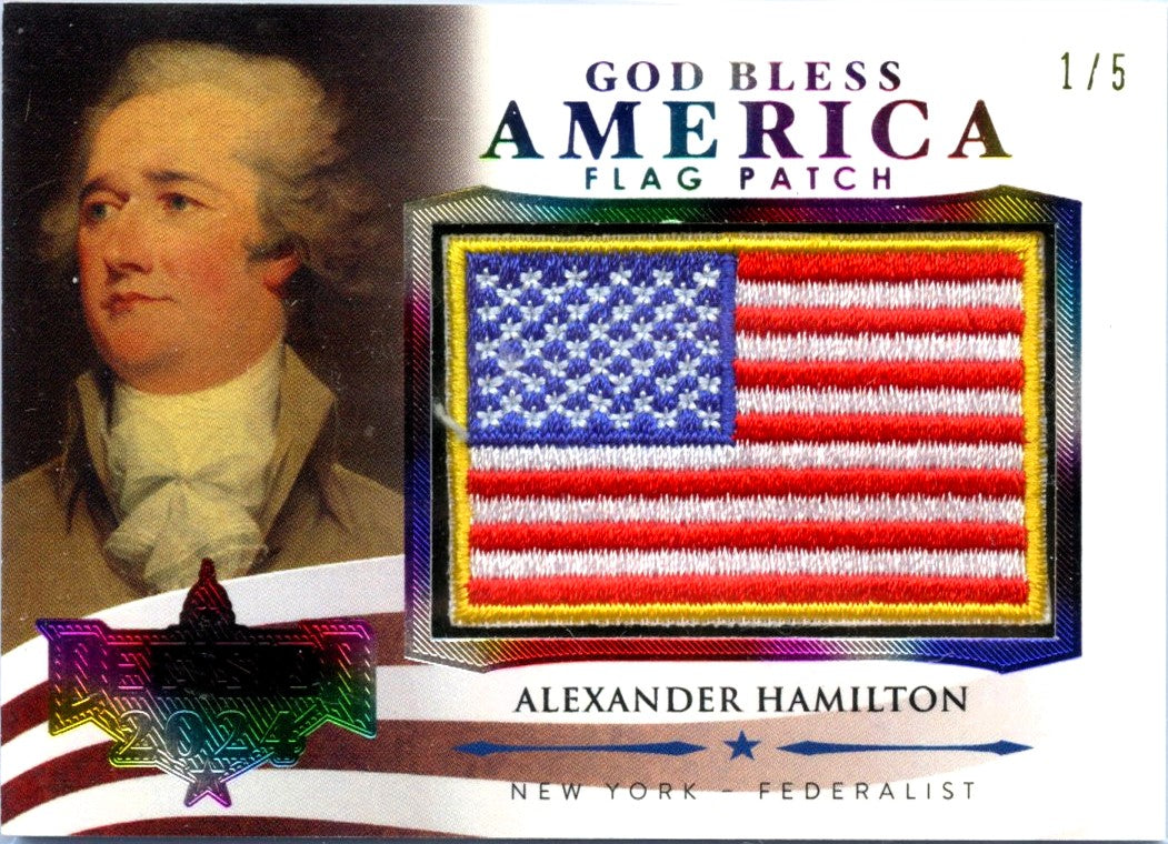 Alexander Hamilton 2024 Decision Rainbow Foil God Bless America Flag Patch SP 1/5