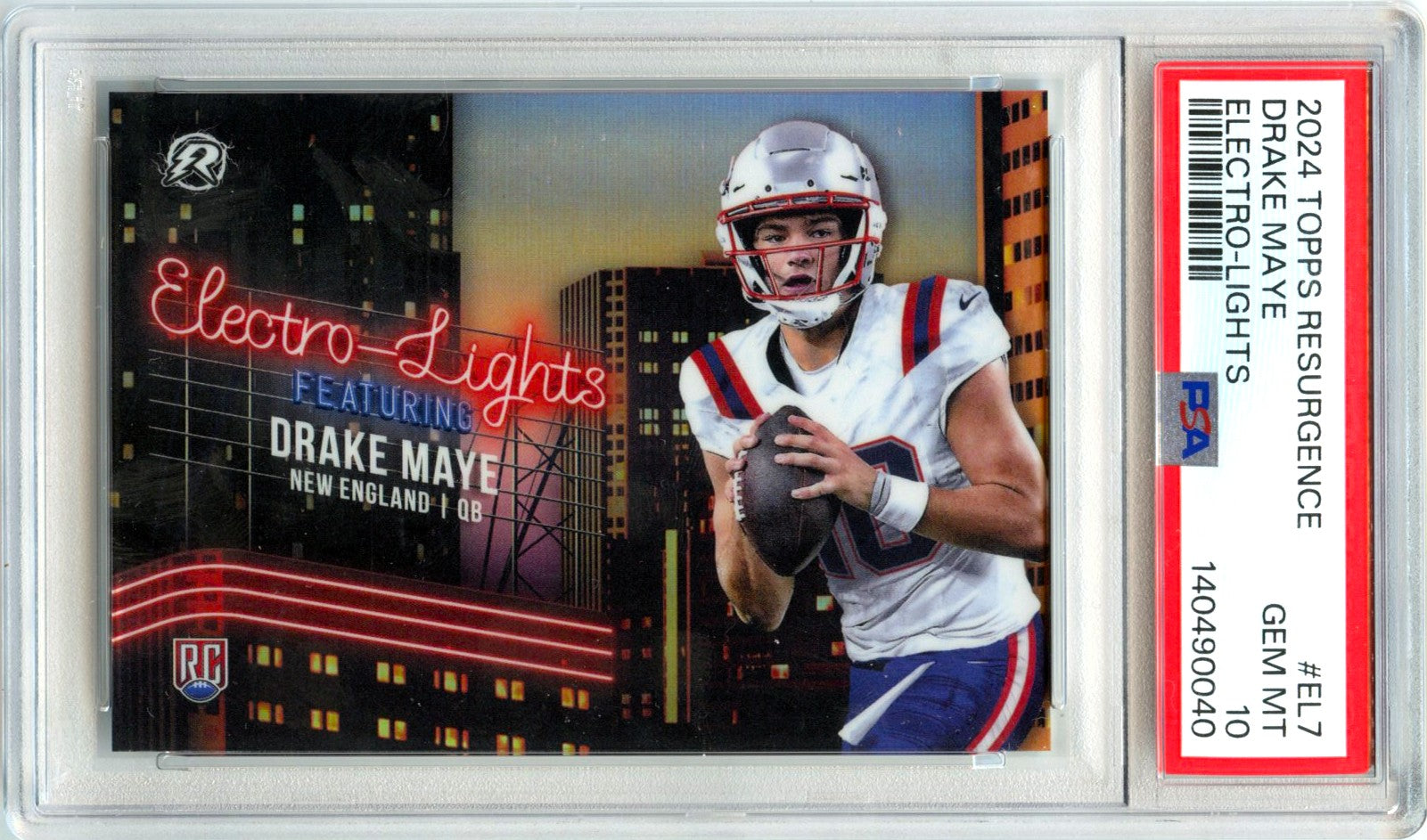 Drake Maye RC 2024 Topps Resurgence Electro Lights Rookie SSP PSA 10-1