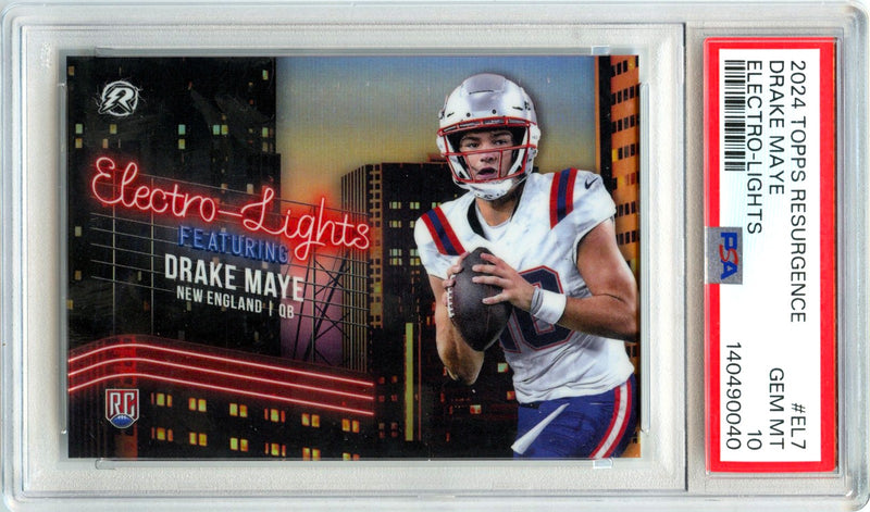 Drake Maye RC 2024 Topps Resurgence Electro Lights Rookie SSP PSA 10-1
