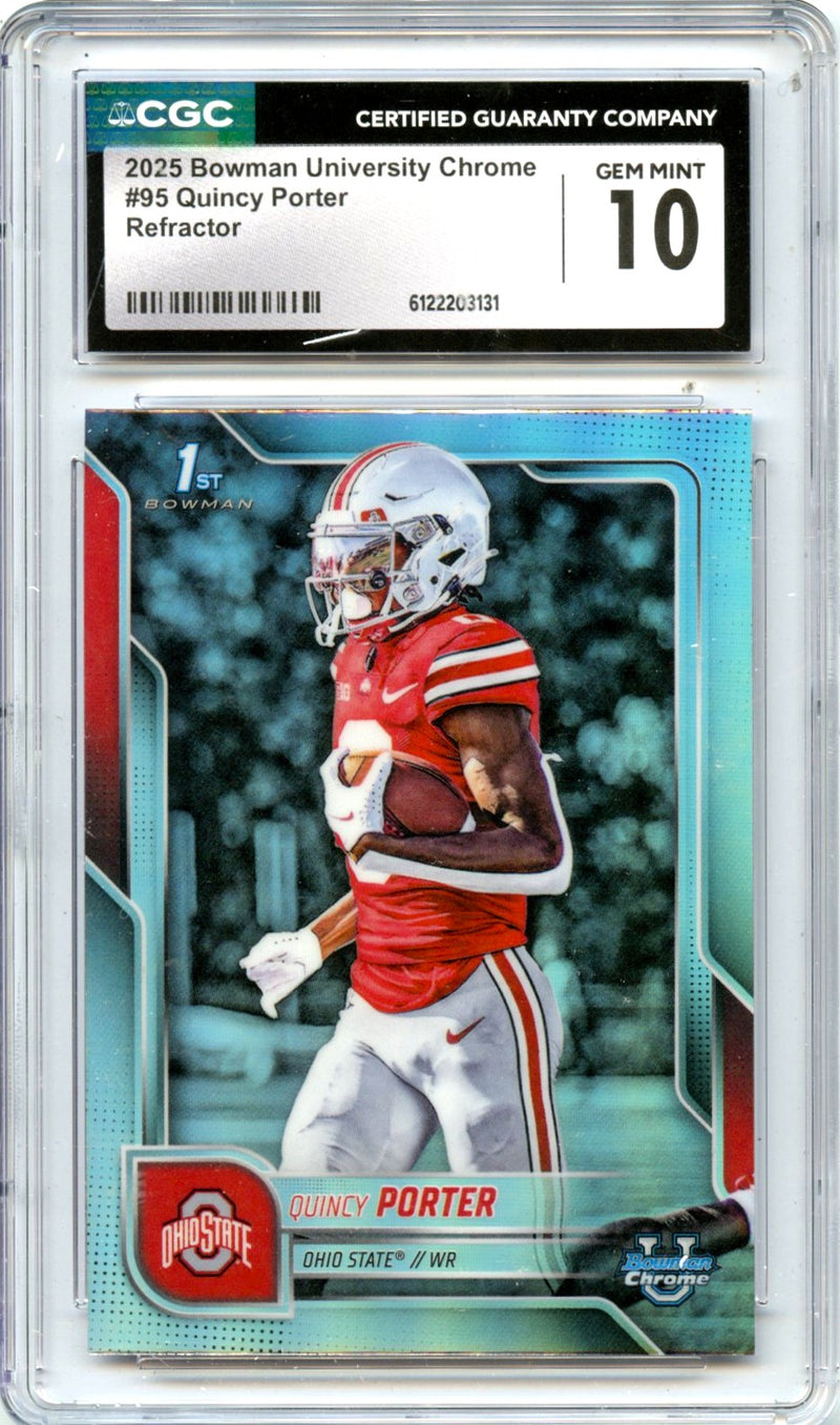 Quincy Porter RC 2025 Bowman U Chrome Refractor Rookie #95 CGC 10-1