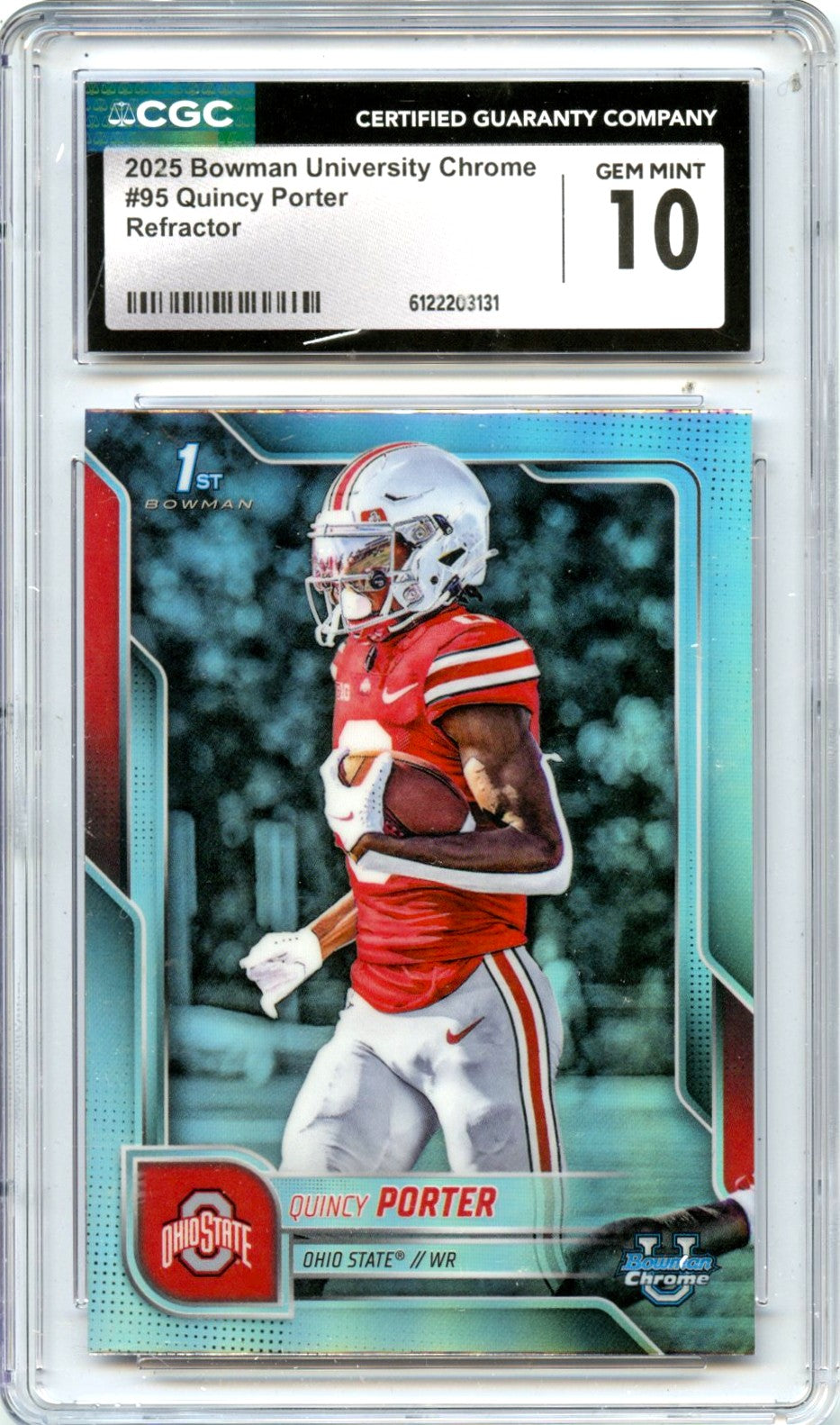 Quincy Porter RC 2025 Bowman U Chrome Refractor Rookie #95 CGC 10
