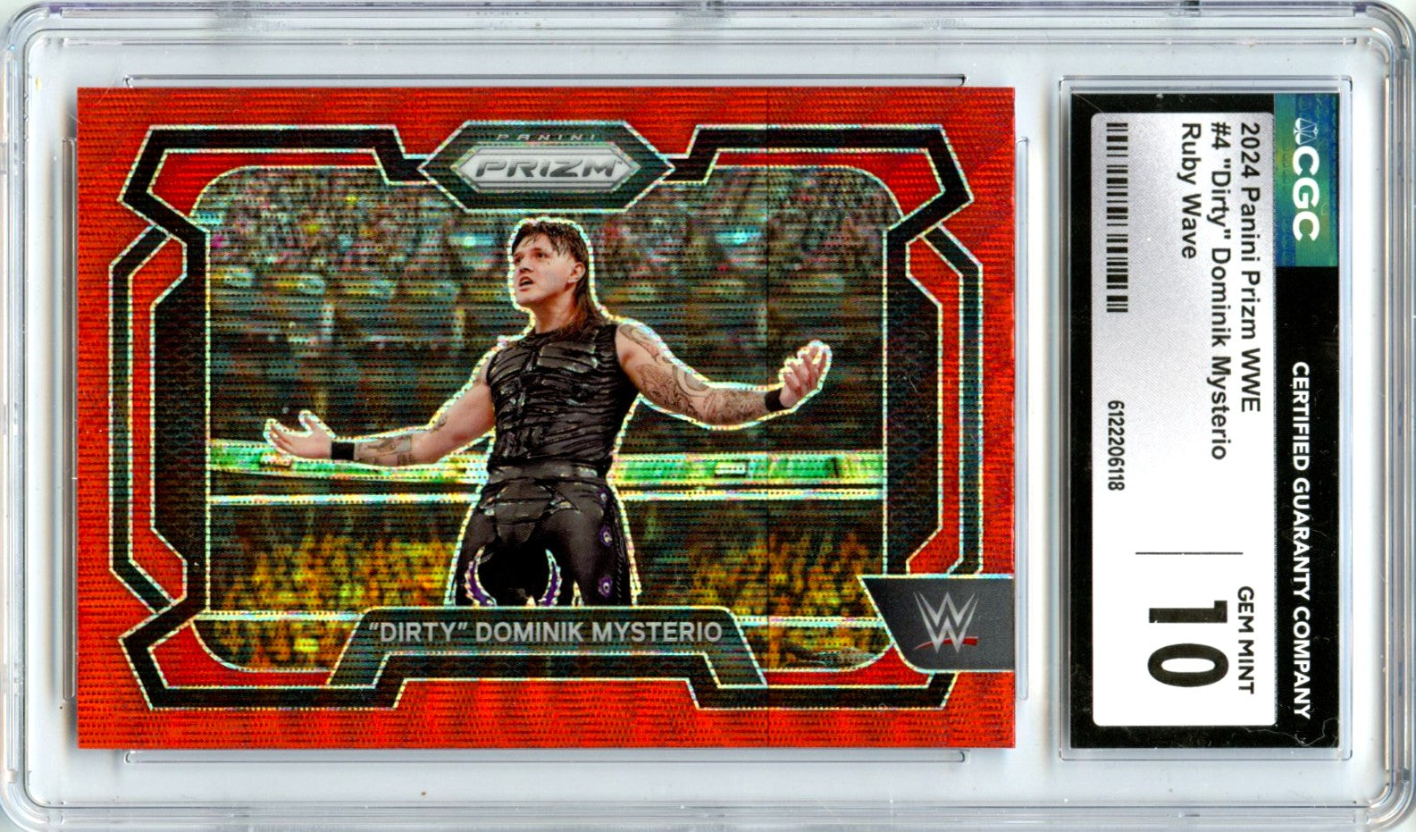 Dominik Mysterio 2024 Panini Prizm WWE Red Wave #4 CGC 10